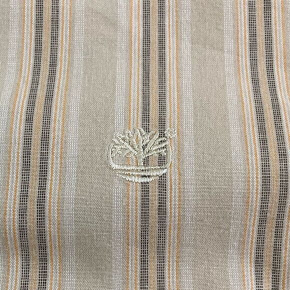 Timberland Shirt Men’s XXL Tan Black Stripe Button Up Long Sleeve Casual Outdoor - Picture 5 of 10
